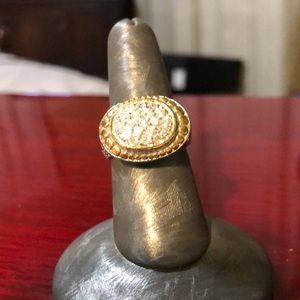 SS CZ ring w/ gold accents